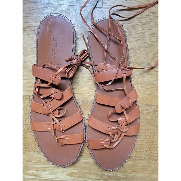 J. Crew Studded Gladiator Sandals SIZE 11 Brown Made In Italy - Picture 1 of 6